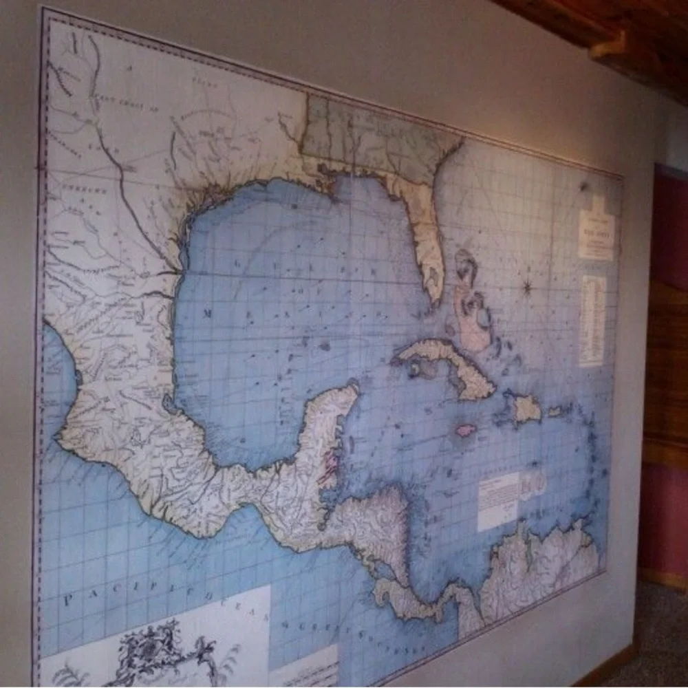 Pottery Barn Sure Strip West Indies vintage map 8’ x 5’ mural hanging wallpaper